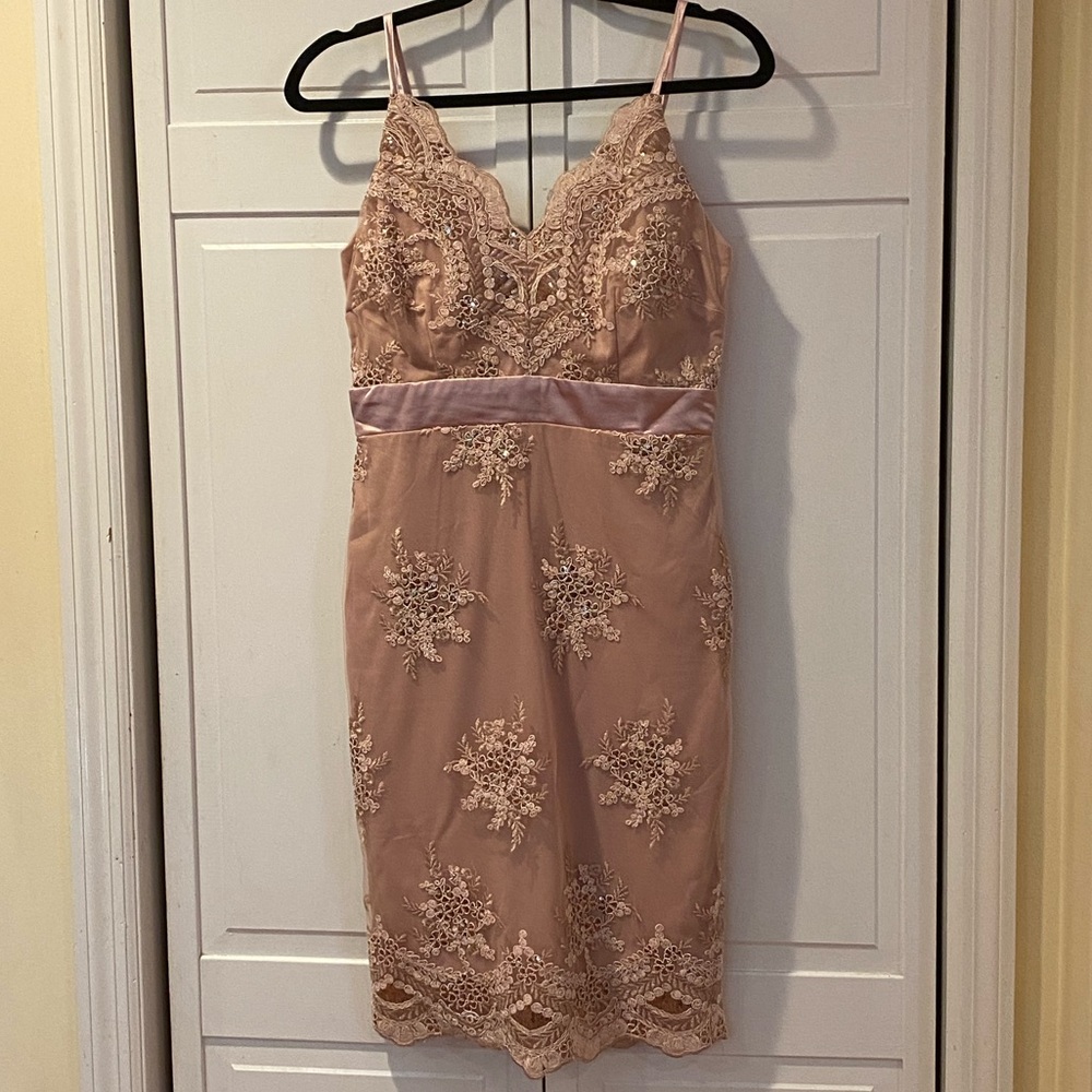 Venus elegant blush color cocktail dress. Size 4